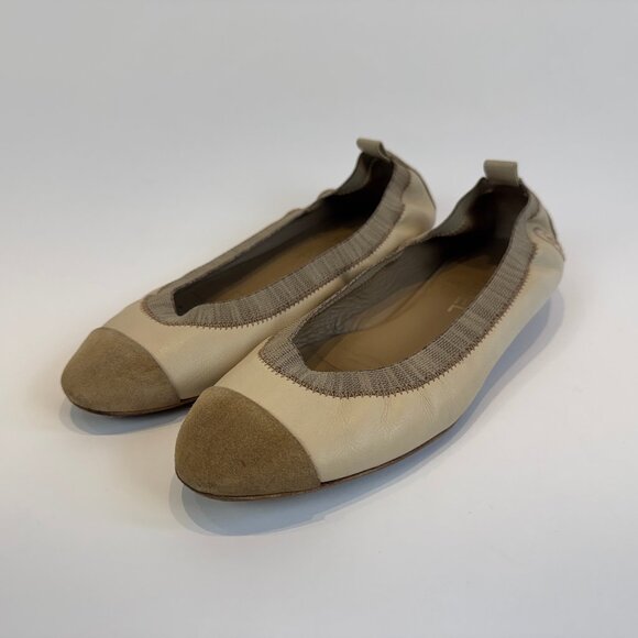 Chanel Beige Leather & Suede Flat Ballet Slippers, Size 40 EU - Picture 6 of 14
